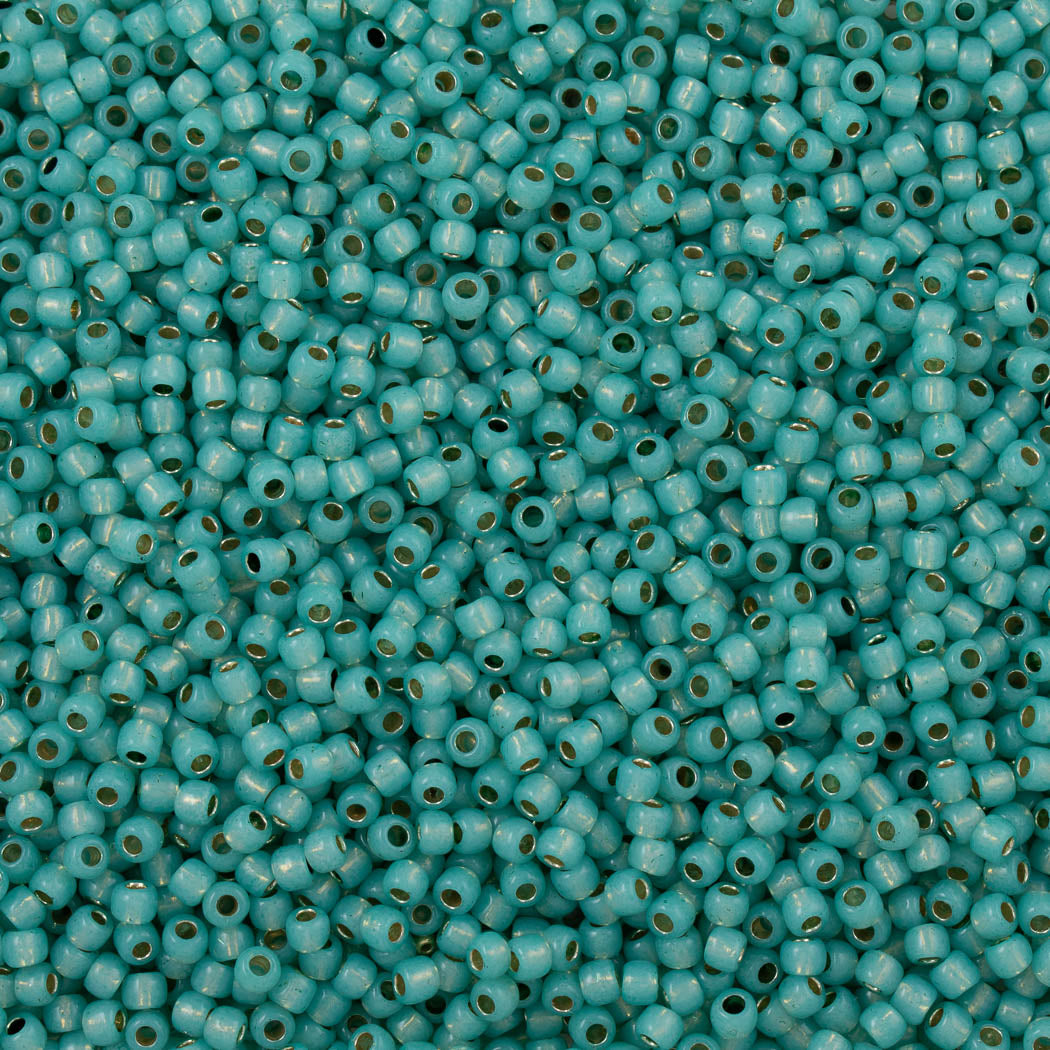 50g Toho Round Seed Bead 6/0 PermaFinish Translucent Silver Lined Dark Peridot (2119PF)