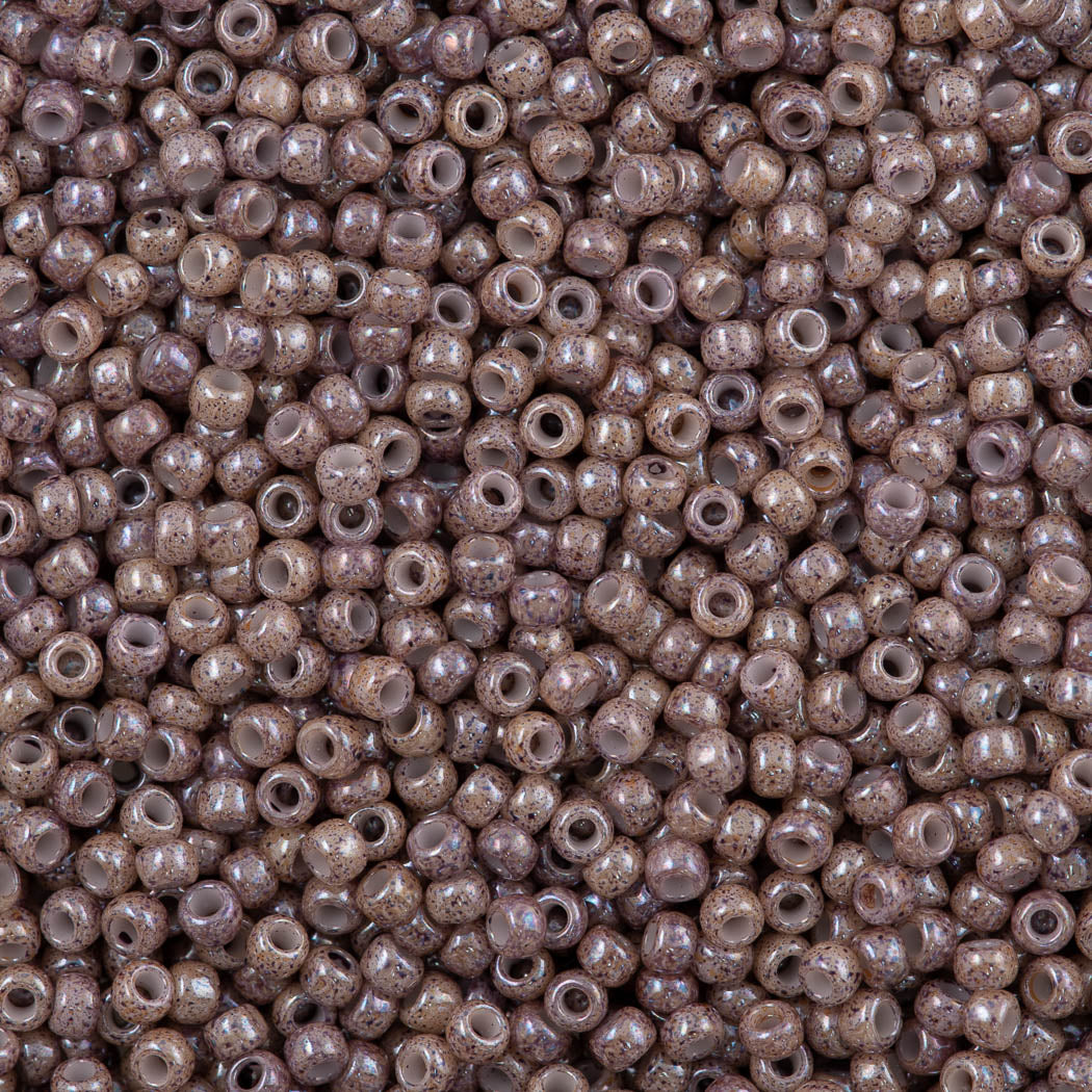 50g Toho Round Seed Bead 8/0 Marbled Opaque Pink Amethyst (1203)