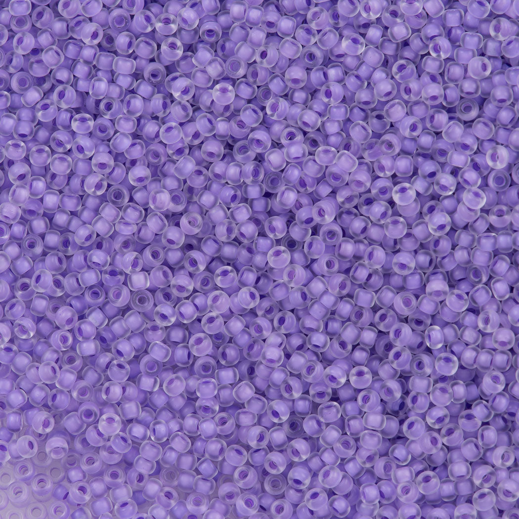 50g Miyuki Round Seed Bead 11/0 Semi Matte Lined Lilac (1924)
