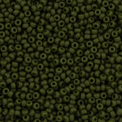 Miyuki Round Seed Bead 11/0 Opaque Matte Dyed Olive Green 22g Tube (2049)