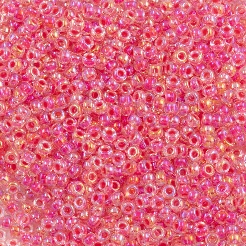 Miyuki Round Seed Bead 11/0 Dark Color Lined Coral AB 22g Tube (276)