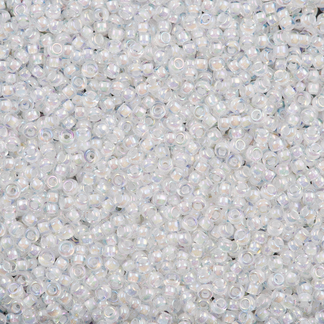 50g Miyuki Round Seed Bead 11/0 Inside Color Lined White AB (284)