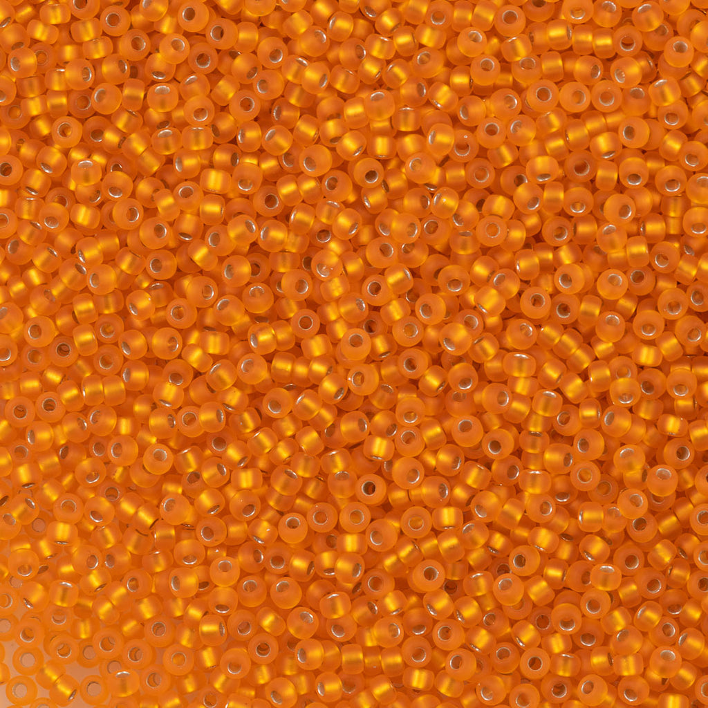 50g Miyuki Round Seed Bead 11/0 Matte Silver Lined Orange (8F)