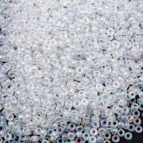 50g Miyuki Round Seed Bead 11/0 Semi Matte Transparent Crystal AB (131SFR)