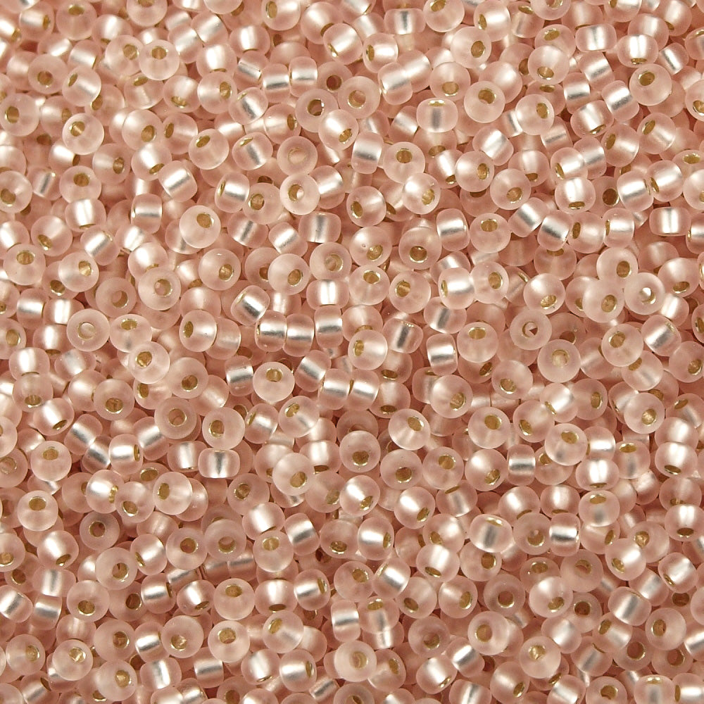 Miyuki Round Seed Bead 11/0 Matte Silver Lined Pale Rose (23F)