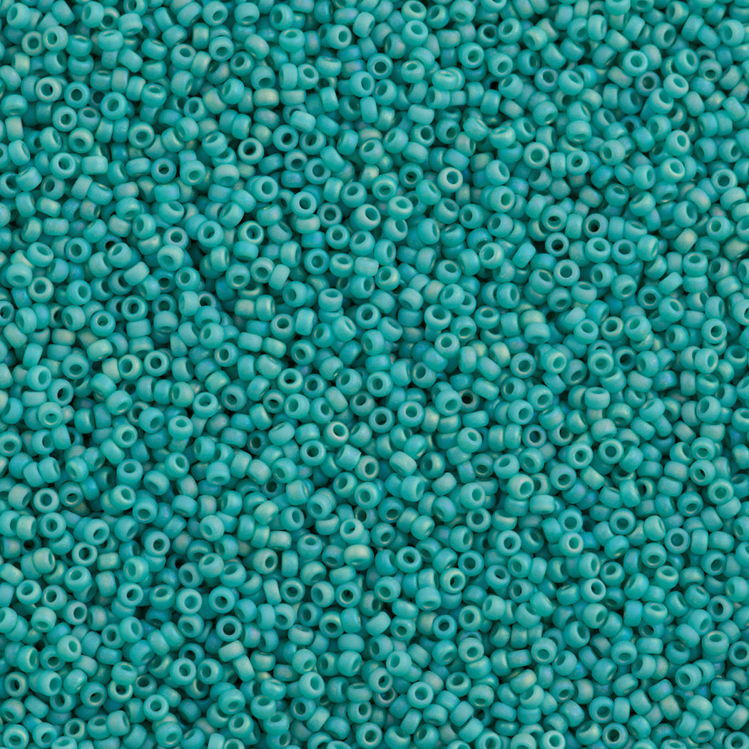 Miyuki Round Seed Bead 15/0 Opaque Matte Turquoise AB (412FR)