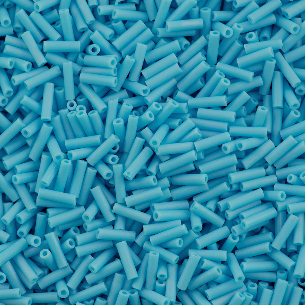 Miyuki 6mm Bugle Bead Matte Opaque Turquoise Blue AB (413FR)