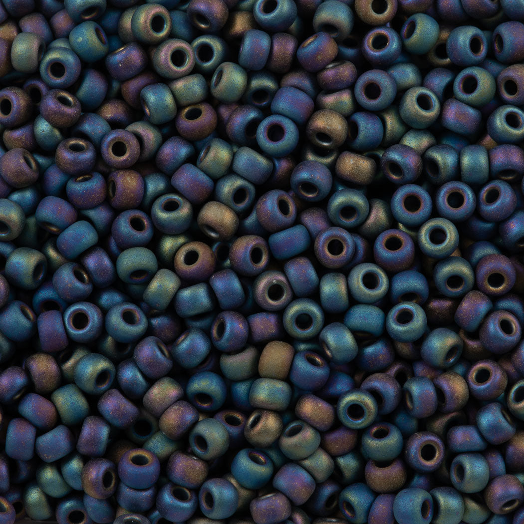 Miyuki Round Seed Bead 8/0 Opaque Matte Black AB (401FR)