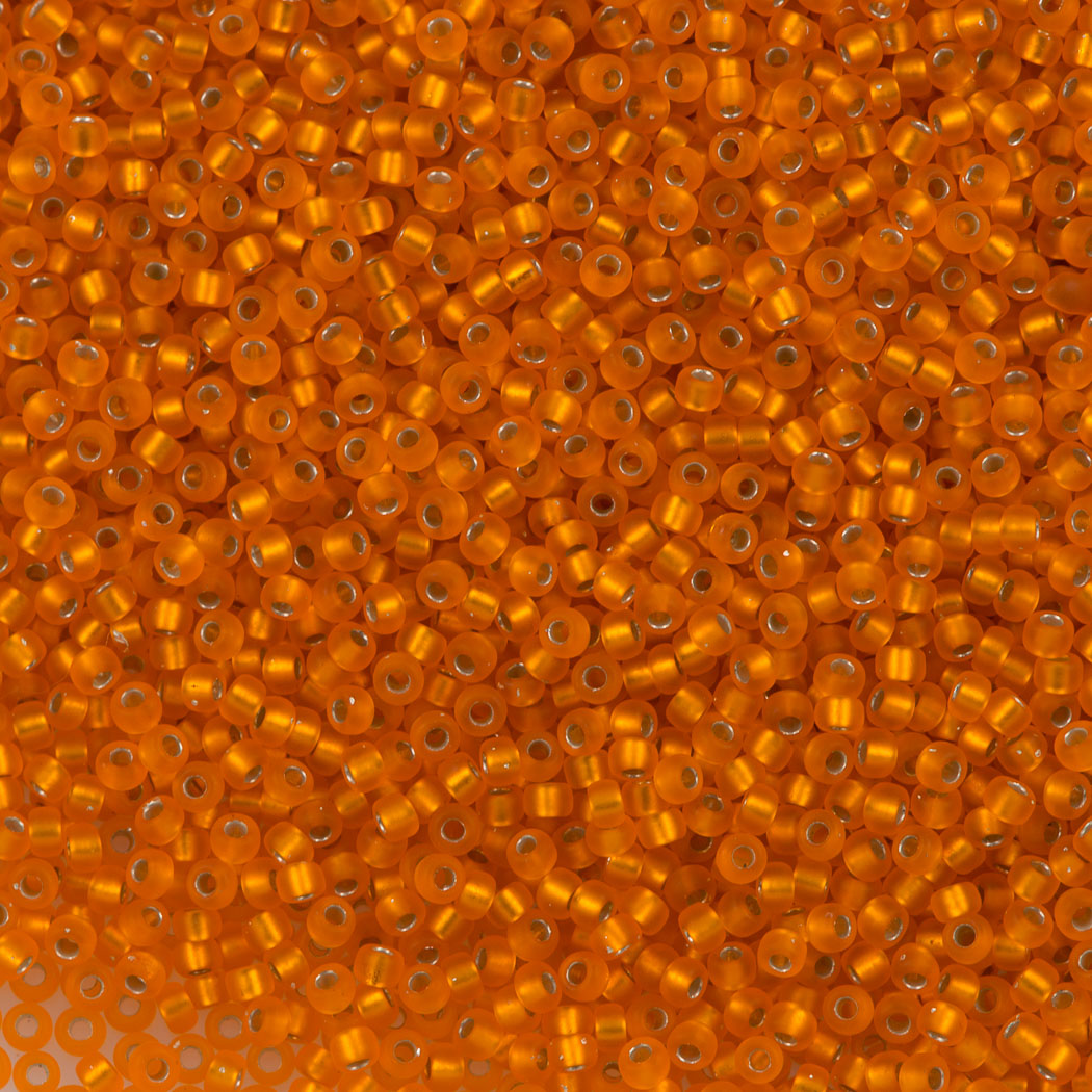 Miyuki Round Seed Bead 8/0 Matte Silver Lined Orange (8F)