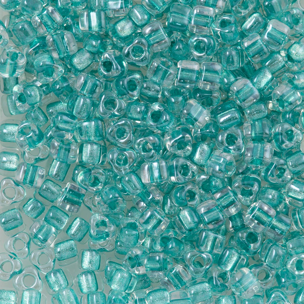 Miyuki Triangle Seed Bead 8/0 Inside Color Lined Sparkle Aqua Green (1528)