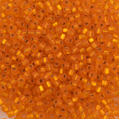 Miyuki Triangle Seed Bead 8/0 Matte Silver Lined Orange 23g Tube (8F)