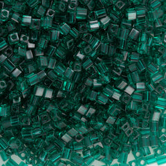 Miyuki 3mm Cube Seed Bead Transparent Dark Green 19g Tube (147)