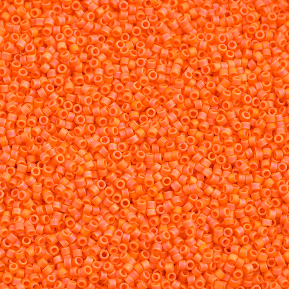 25g Miyuki Delica Seed Bead 11/0 Matte Opaque Mandarin Orange AB DB1593