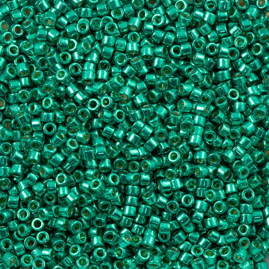 25g Miyuki Delica Seed Bead 11/0 Duracoat Galvanized Dark Mint Green DB2505