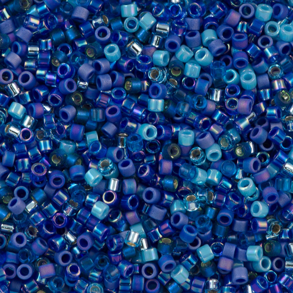 Miyuki Delica Seed Bead 11/0 Mix Blue Tones 2-inch Tube (MIX2)