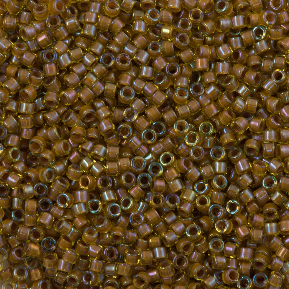 Miyuki Delica Seed Bead 11/0 Inside Dyed Color Peridot Amber 2-inch Tube DB1738