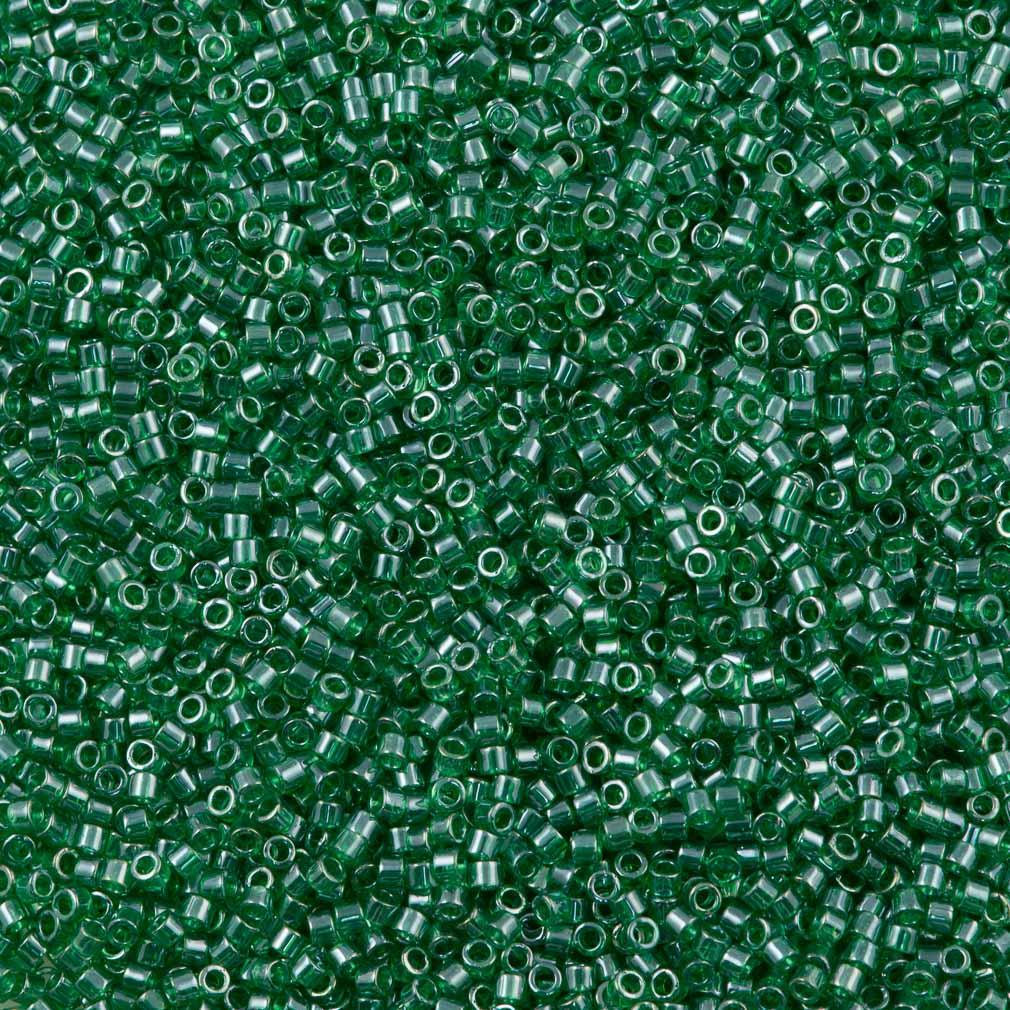 Miyuki Delica Seed Bead 11/0 Transparent Green Luster 2-inch Tube DB1889