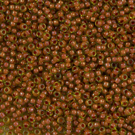 50g Miyuki Round Seed Bead 11/0 Salmon Lined Peridot (345)