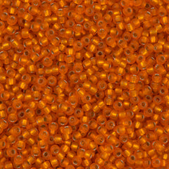 Miyuki Round Seed Bead 11/0 Matte Silver Lined Orange 22g Tube (8F)