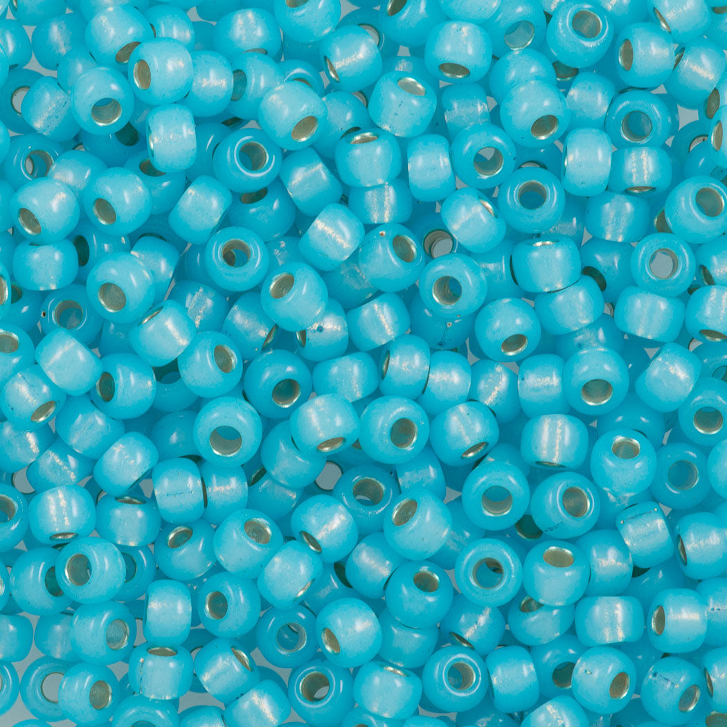 Miyuki Round Seed Bead 6/0 Silver Lined Dyed Aqua Blue (647)
