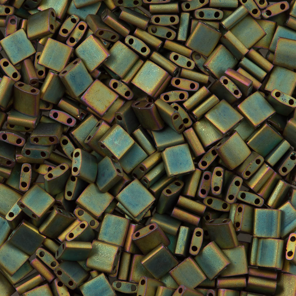 Miyuki Tila Seed Bead Opaque Matte Olive Rose 7g Tube (2035)