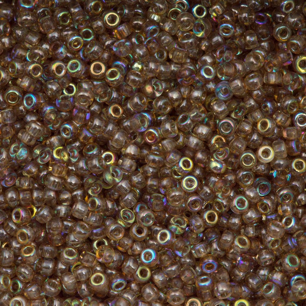 Miyuki Unions Round Seed Bead 11/0 Crystal Brown Rainbow 24g Tube (98532)