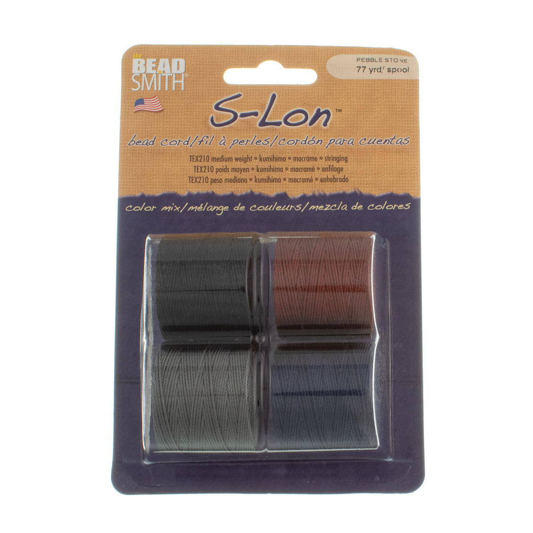 Pebble Stone 4pc Mix S-Lon Bead Cord Mix 77 Yard Spool .5mm TEX 210