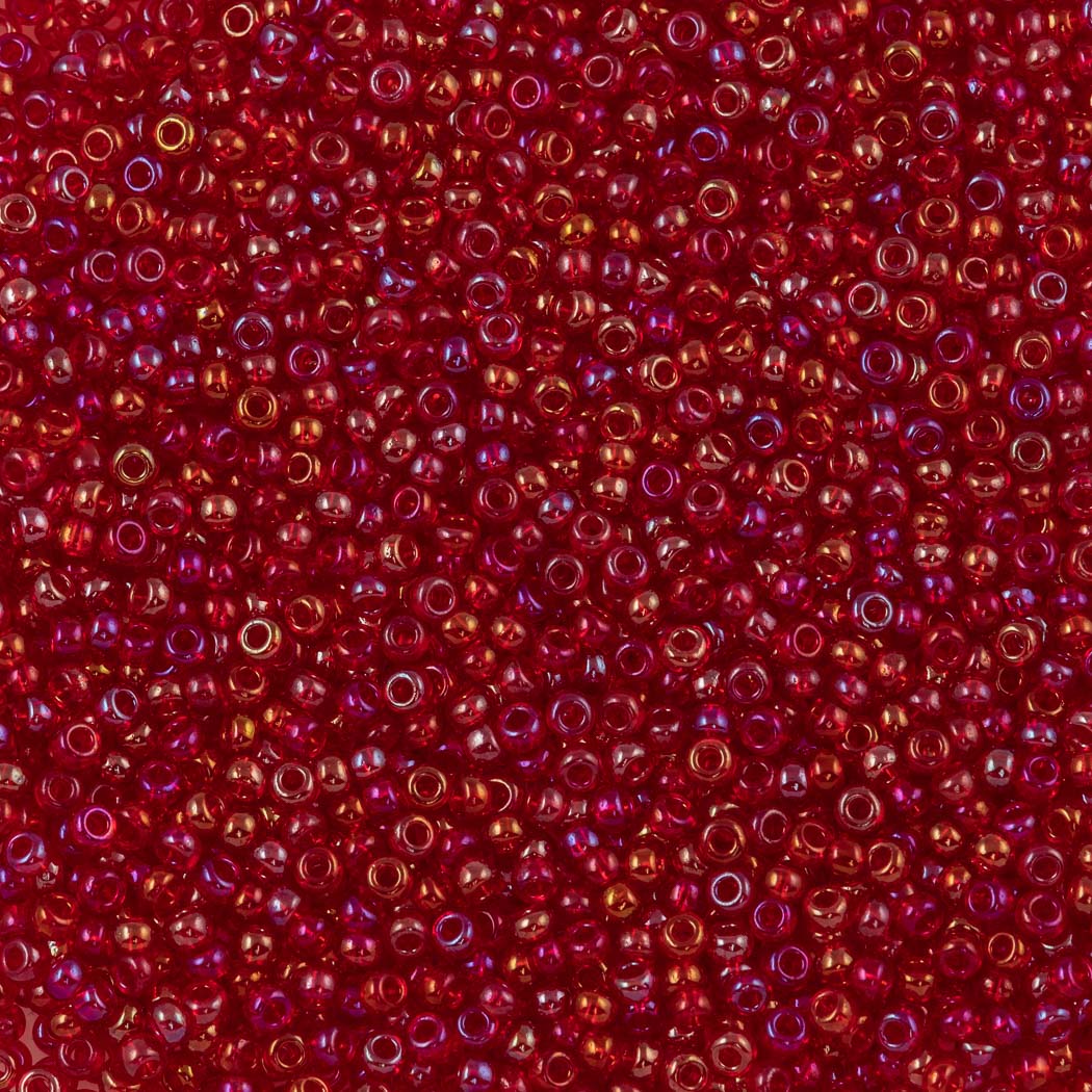 Czech Seed Bead 8/0 Transparent Light Ruby AB 50g (91070)