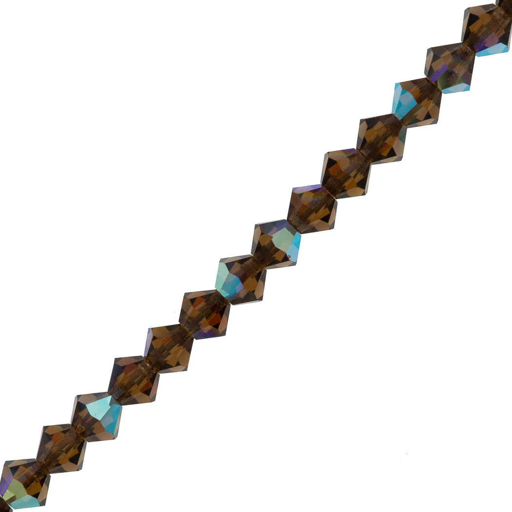 144 Preciosa Czech Crystal 3mm MC Bicone Bead Smoked Topaz AB (10220AB)