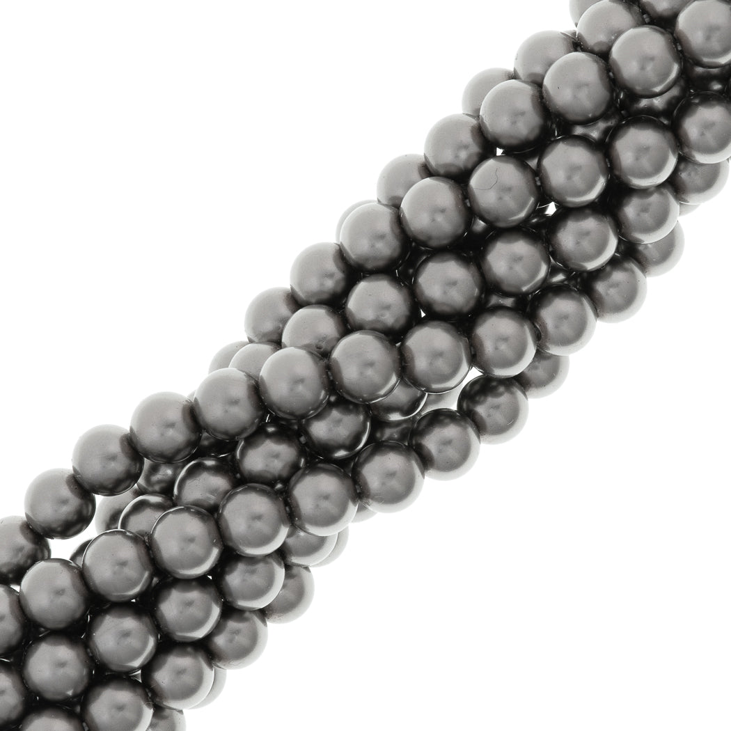 12 Preciosa 10mm Round Pearl Dark Grey (74500)