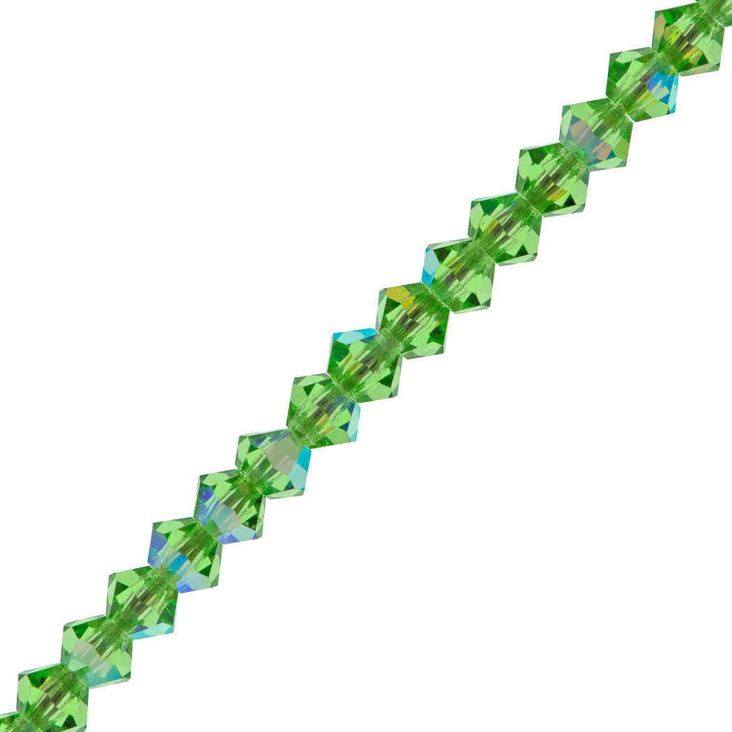 42 Preciosa Crystal Faceted Bicone Bead 3mm Peridot AB (50520AB)