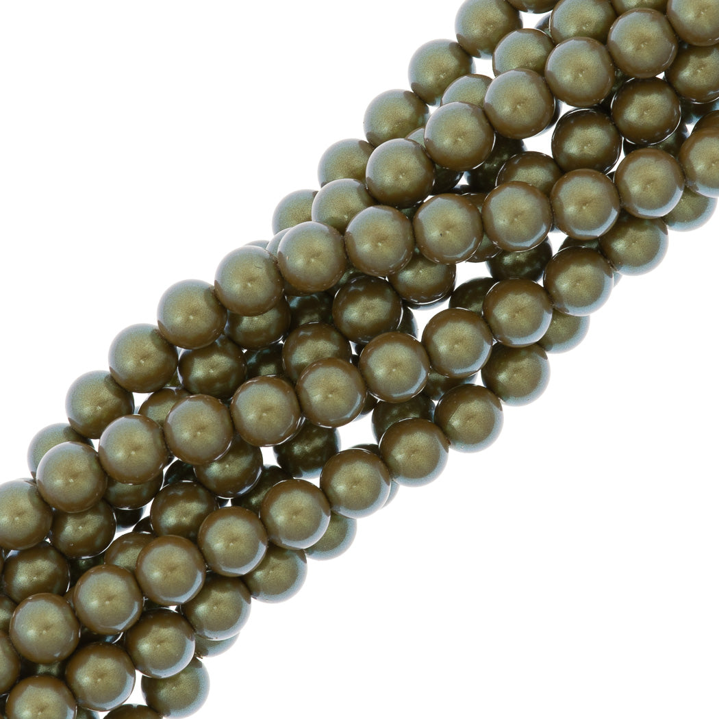 21 Preciosa Maxima 6mm Round Pearl Pearlescent Khaki (75103)