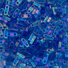 Miyuki Quarter Tila Seed Bead Transparent Medium Blue AB 7g Tube (261)