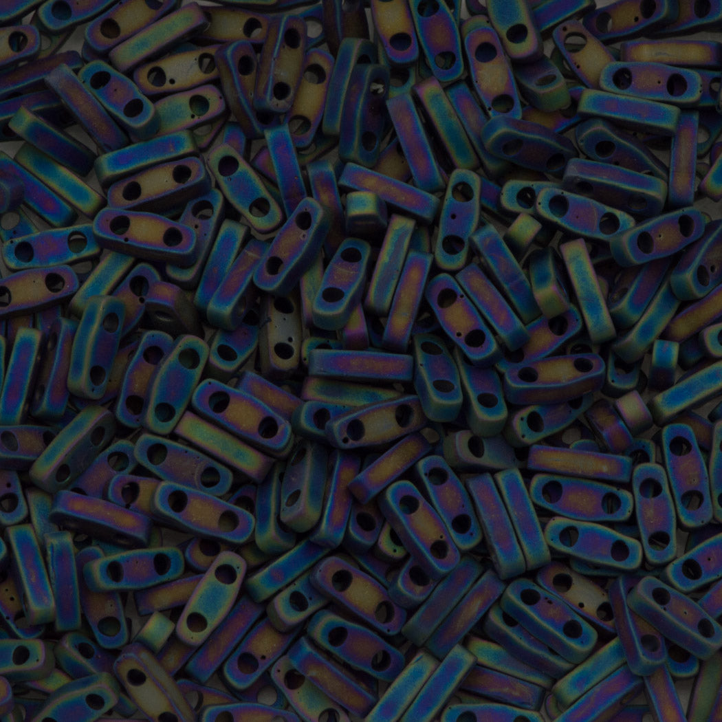 Miyuki Quarter Tila Seed Bead Opaque Matte Black AB (401FR)