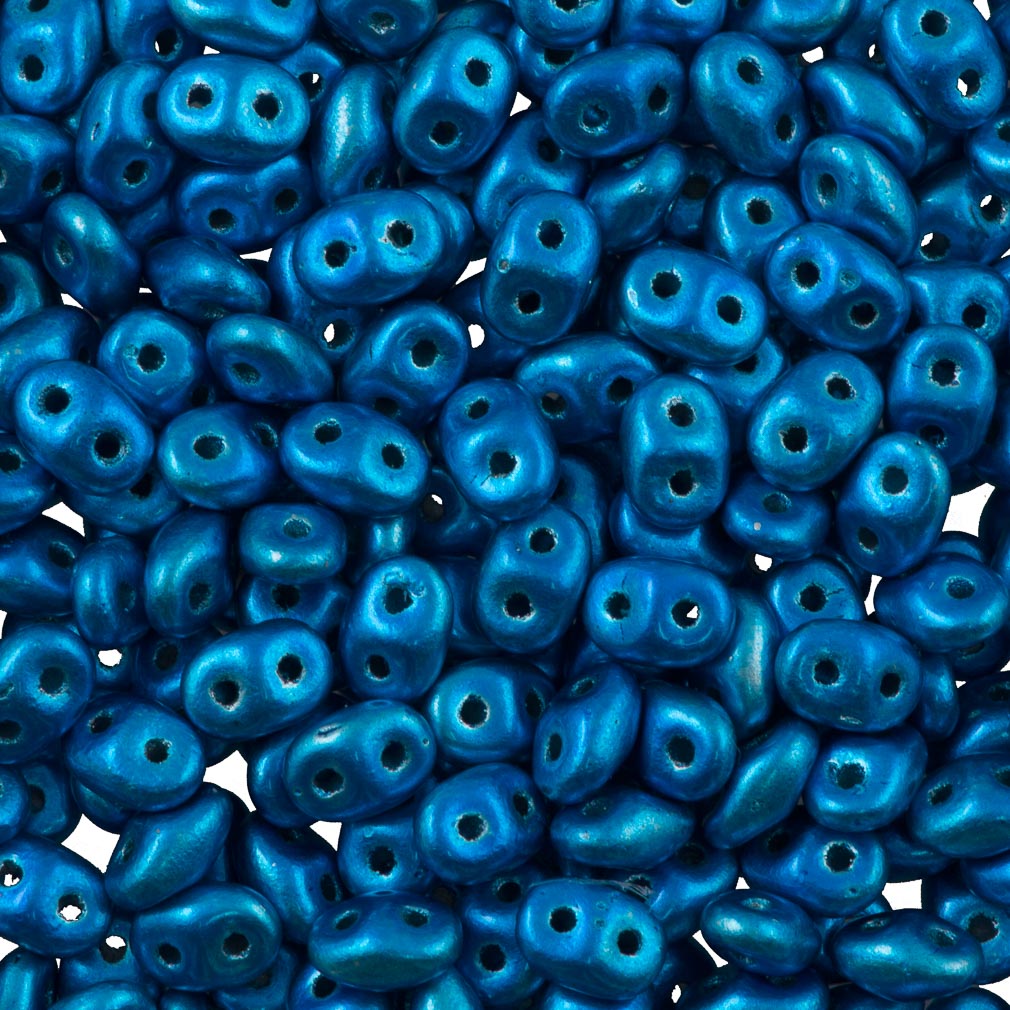 Super Duo 2x5mm Two Hole Beads Metalust Crown Blue (24203)