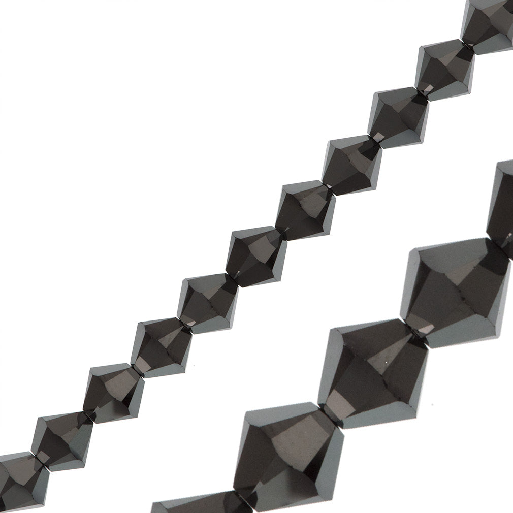 24 TRUE CRYSTAL 6mm Bicone Bead Jet Hematite 2X (280 HEM 2X)