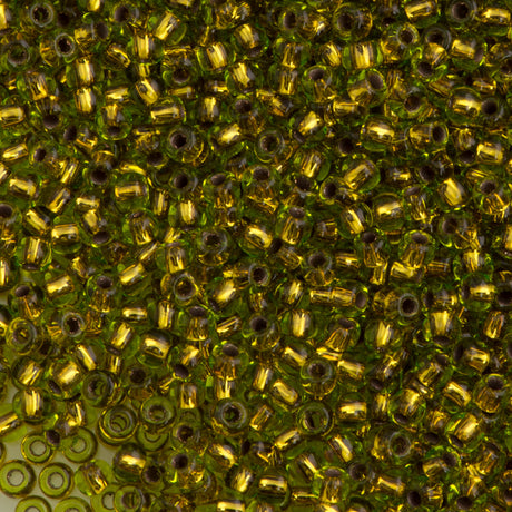 50g Toho Round Seed Bead 8/0 Copper Lined Lime Green (747)