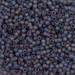 Toho Round Seed Bead 11/0 Transparent Matte Tanzanite AB 19g Tube (166DF)