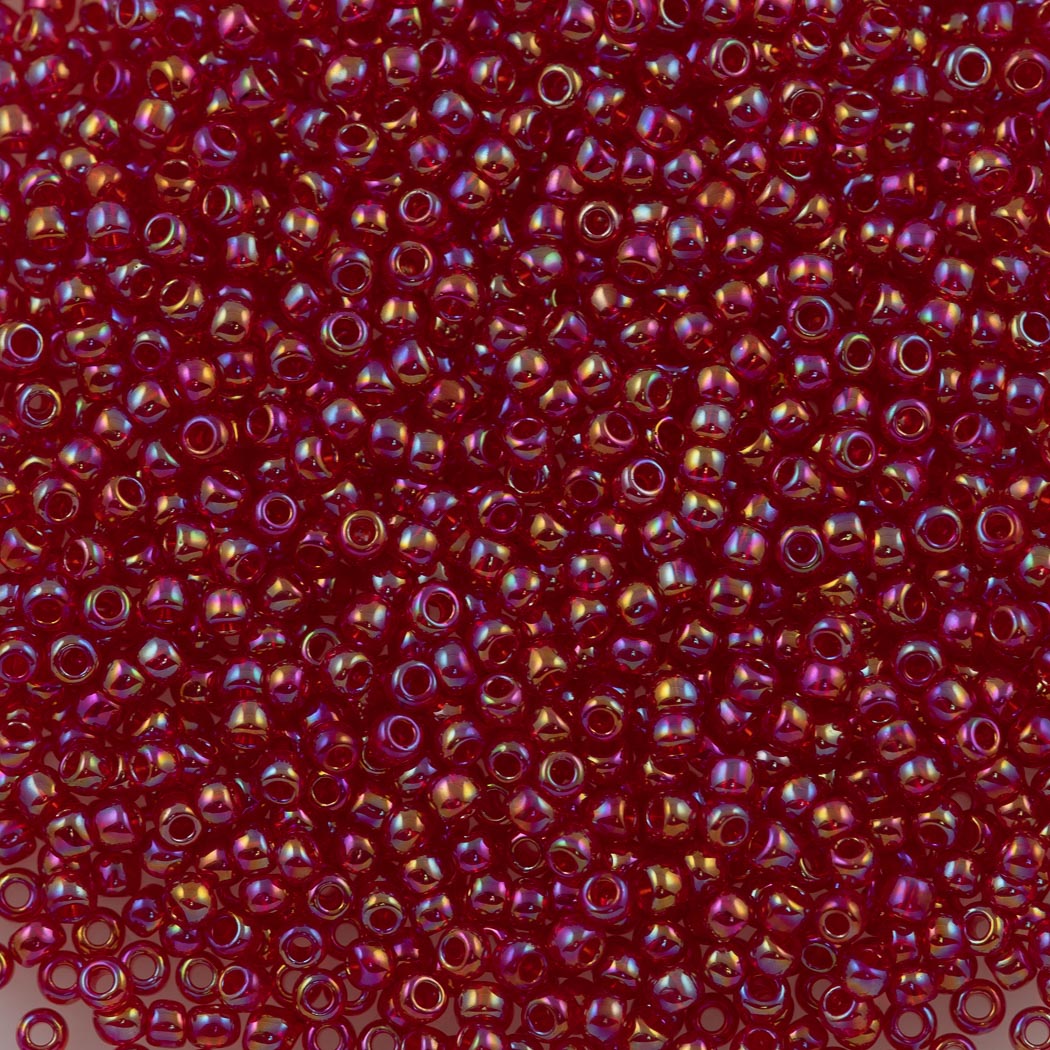 Toho Round Seed Bead 11/0 Transparent Dark Ruby AB (165C)