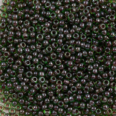 Toho Round Seed Bead 11/0 Inside Color Lined Maroon Green (250)