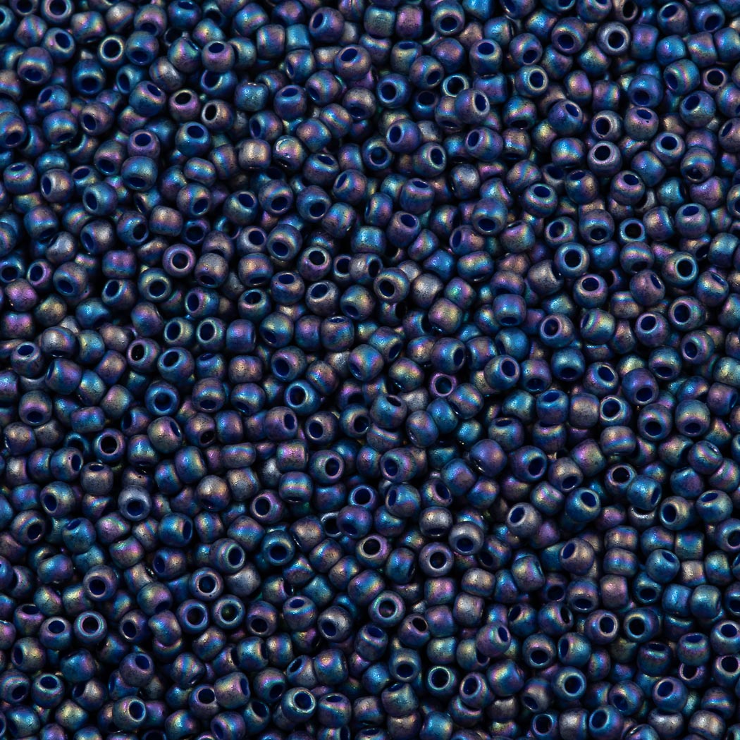 50g Toho Round Seed Bead 11/0 Semi-Glazed Navy Blue AB (2637F)
