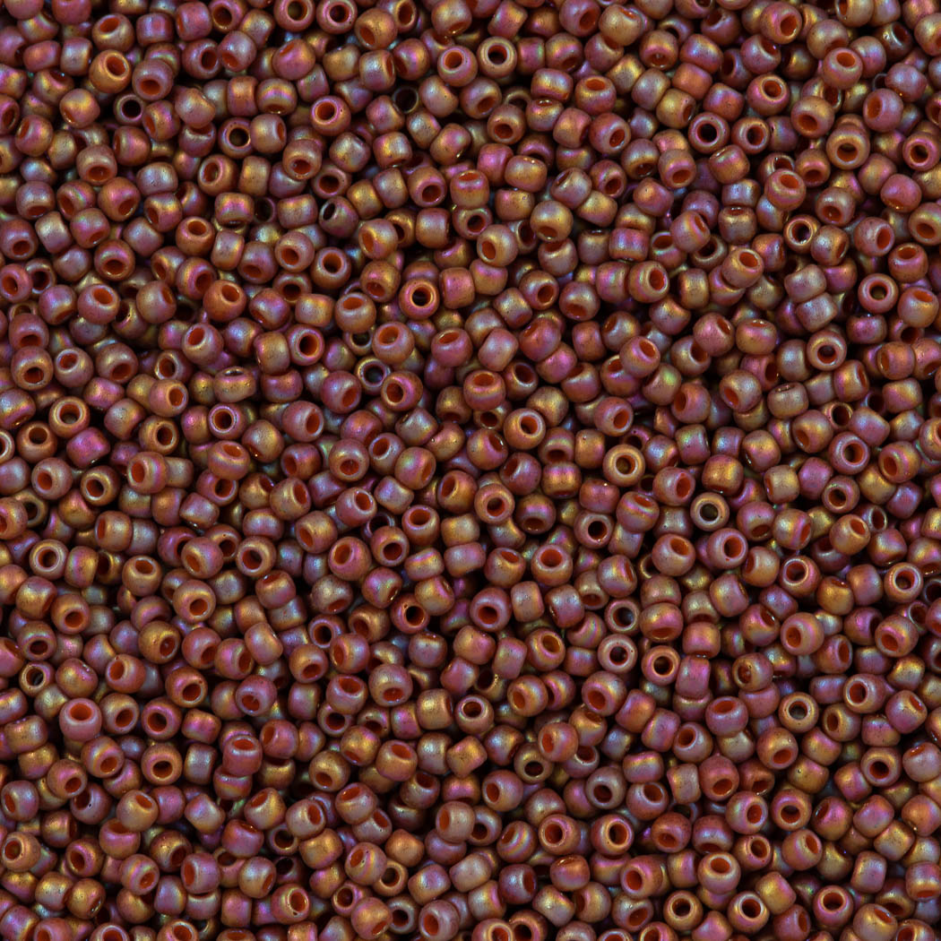 50g Toho Round Seed Bead 11/0 Semi-Glazed Burnt Orange AB (2640F)