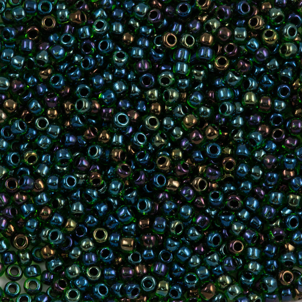 Toho Round Seed Bead 11/0 Inside Color Lined Purple Green (397)