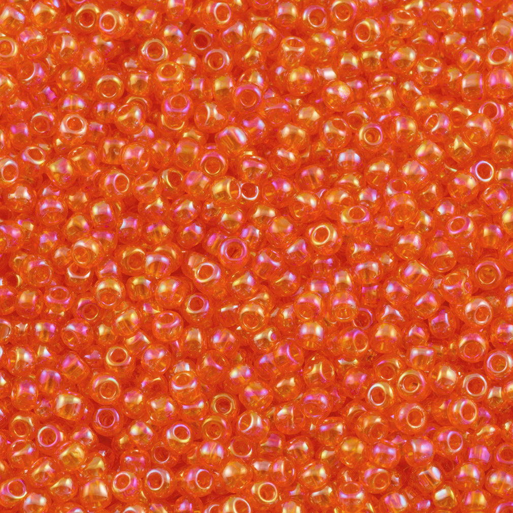 Toho Round Seed Bead 11/0 Transparent Dark Orange AB 2.5-inch Tube (174B)
