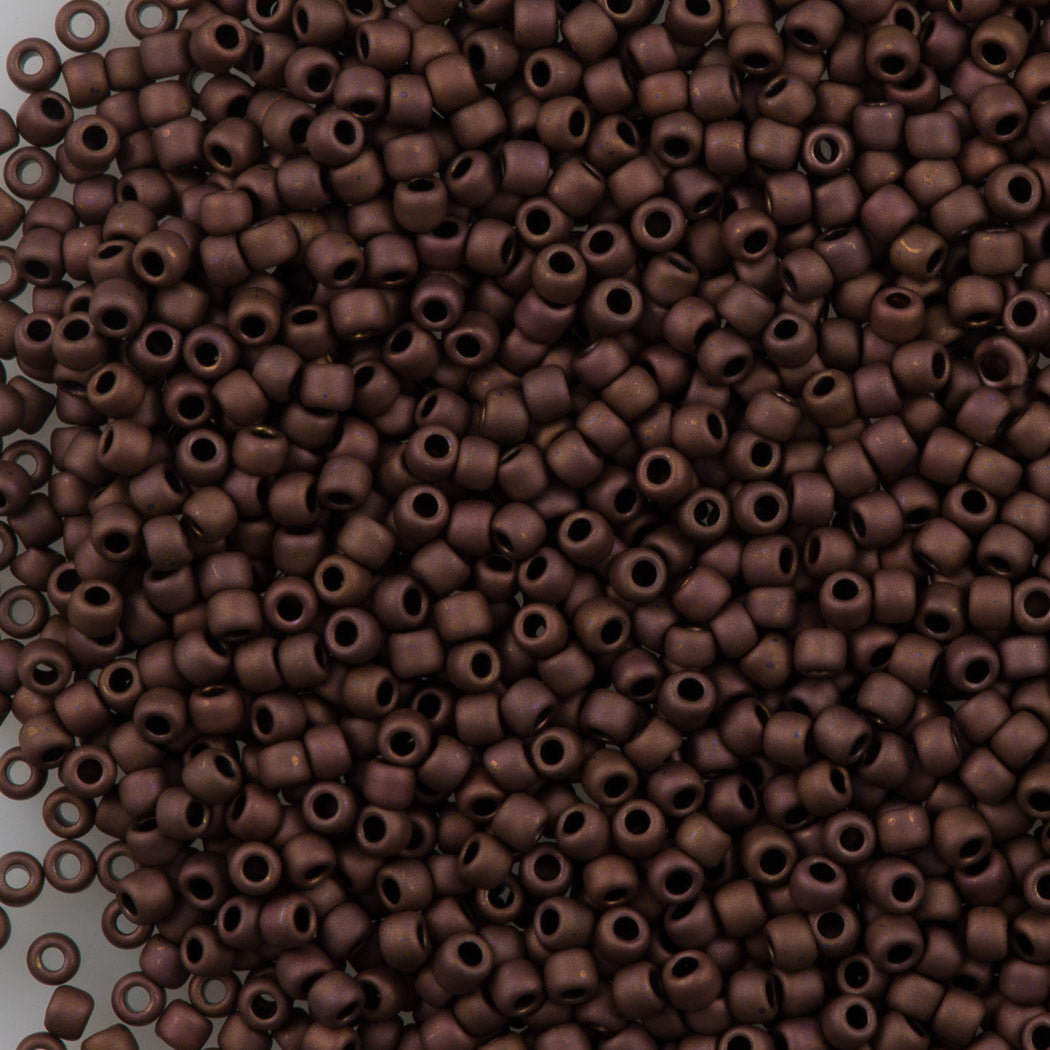 Toho Round Seed Bead 11/0 Matte Dark Bronze 2.5-inch Tube (222F)