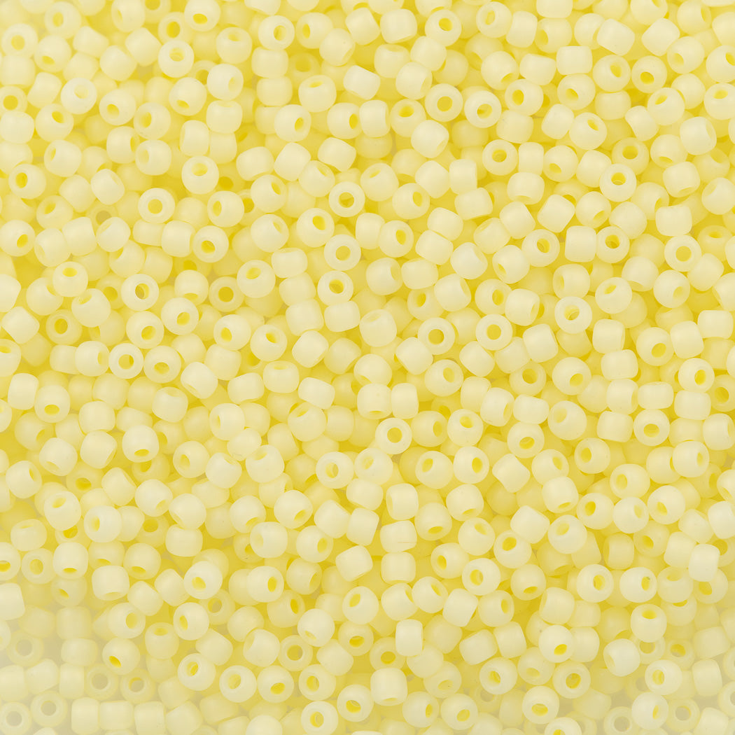 Toho Round Seed Bead 11/0 Transparent Matte Ceylon Pastel Yellow 2.5-inch Tube (142F)