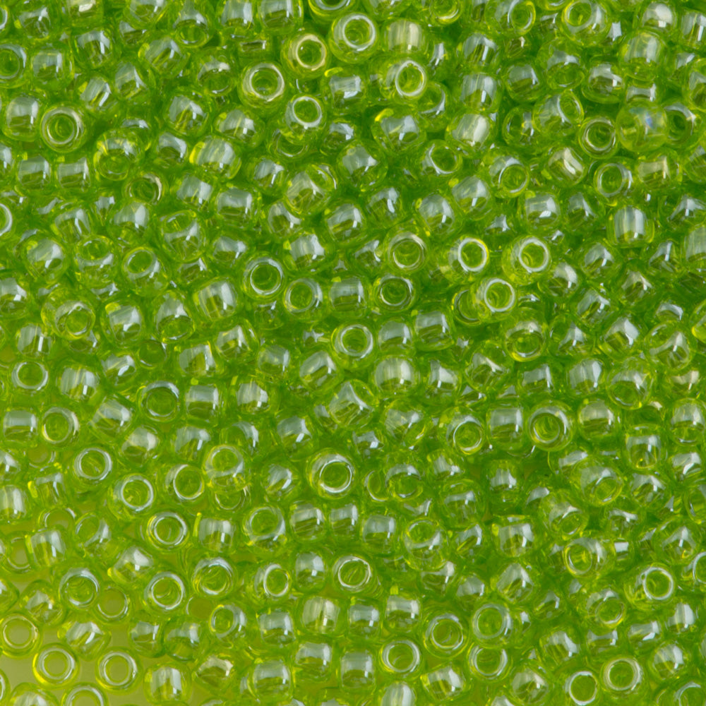 50g Toho Round Seed Bead 8/0 Transparent Luster Lime Green (105)