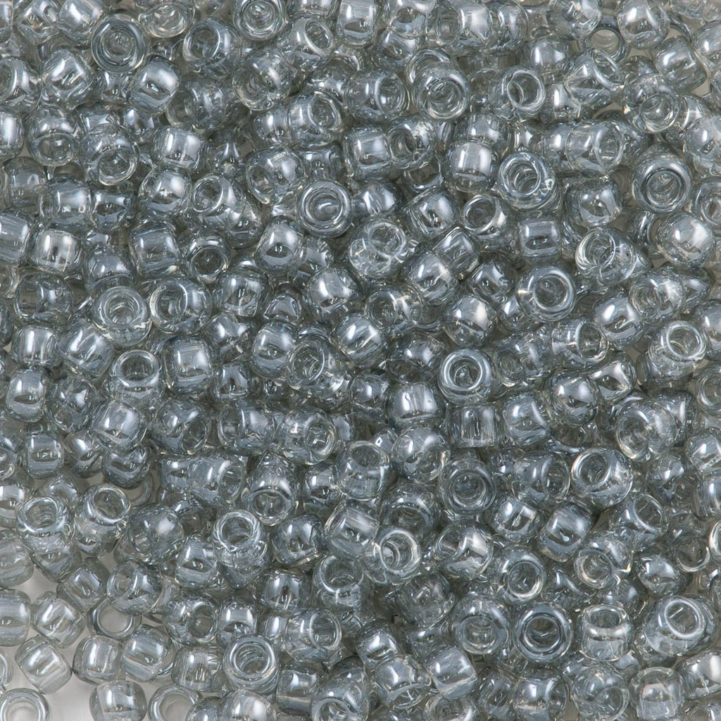 Toho Round Seed Bead 8/0 Transparent Black Diamond Luster 2.5-inch tube (112)