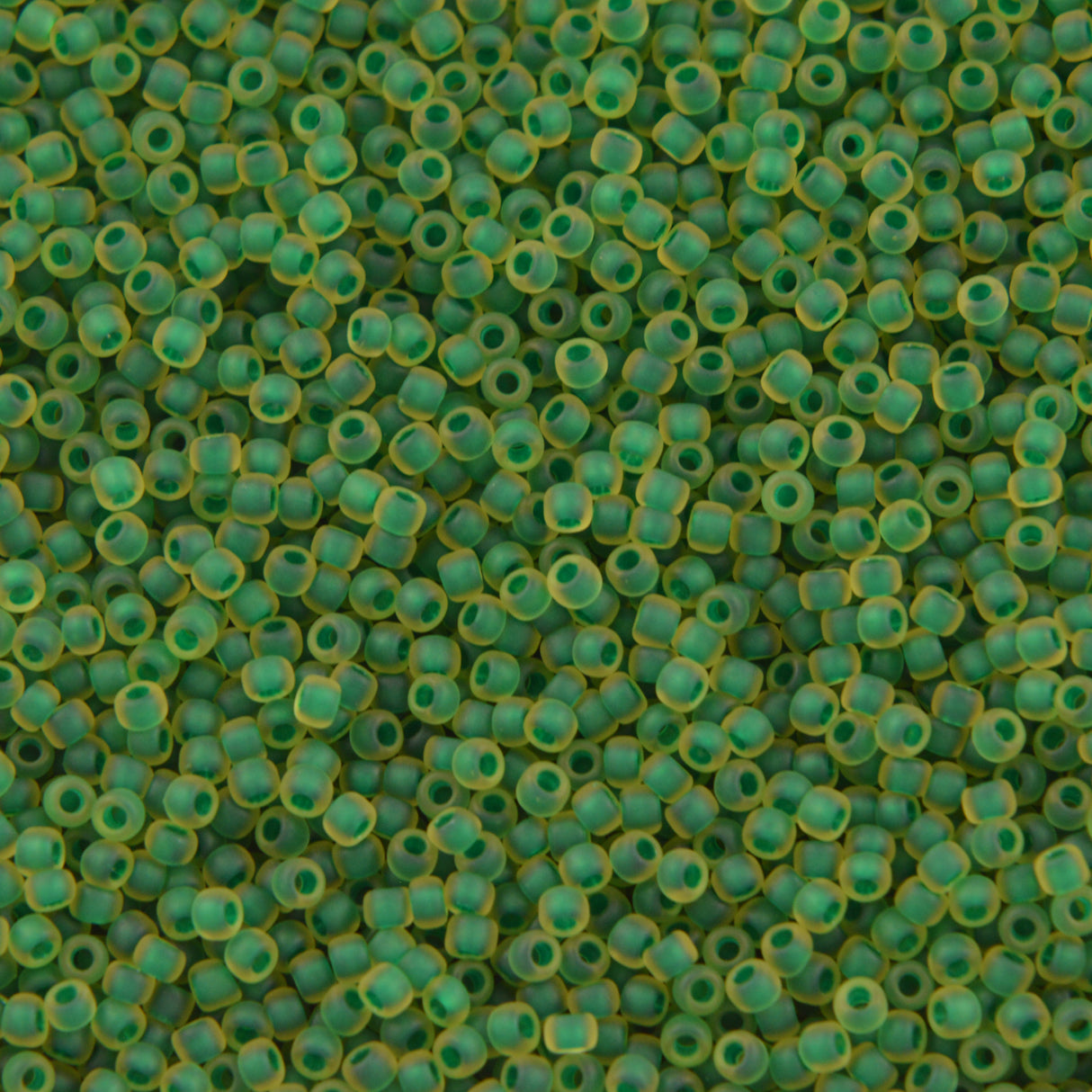50g Toho Round Seed Bead 8/0 Inside Color Matte Jonquil Emerald Lined (242F)