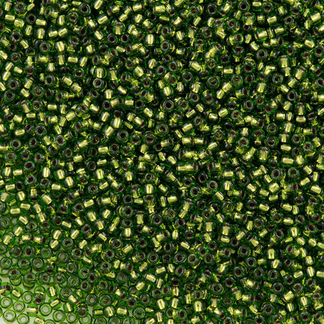 50g Toho Round Seed Bead 8/0 Copper Lined Peridot (742)